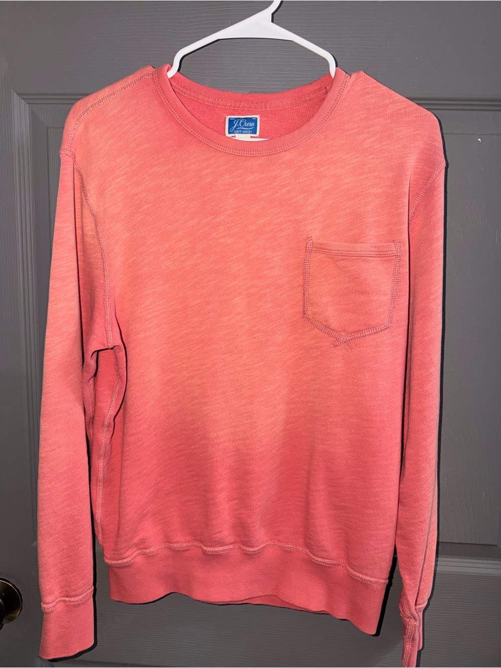 J. Crew Coral Crewneck Sweatshirt with Chest Pocket